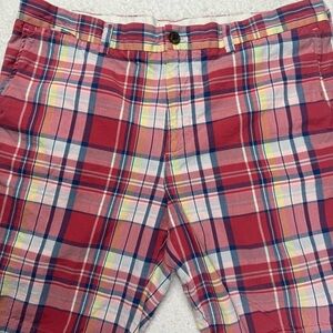 Brooks Brothers Men’s Bermuda Shorts Red Blue Plaid W36 With‎ 9’’ Inseam Preppy